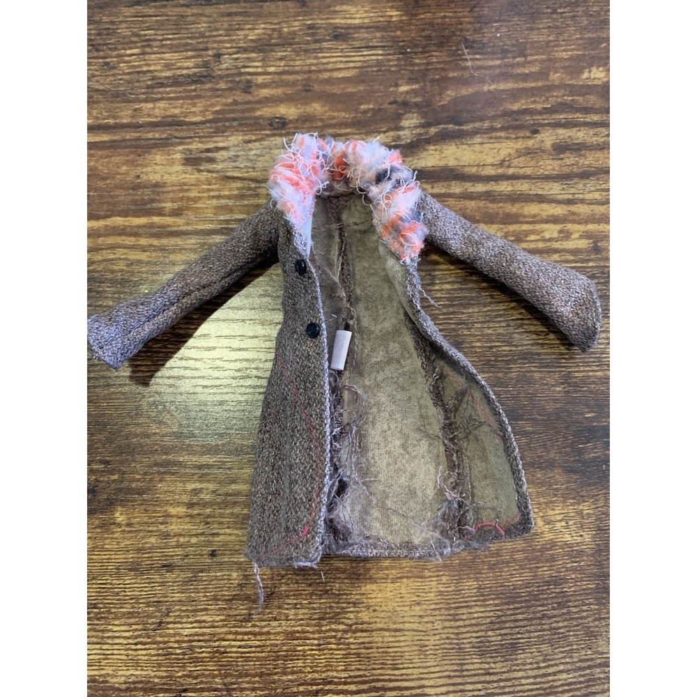 Barbie Doll Fashion Fever My Scene Faux Whisker Fur Long Brown Tweed Coat